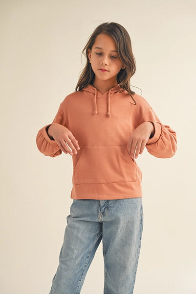 Tween Salmon Hooded Pocket Sweater