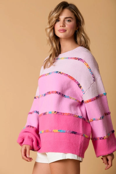 Rainbow Stitch Color Block Stripe Mila Sweater