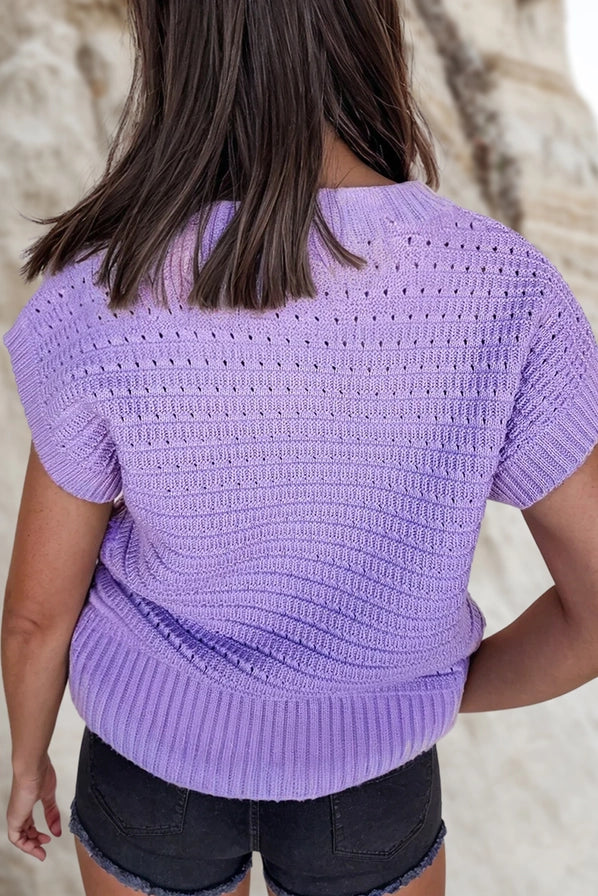 Purple Amber Solid Knit Top