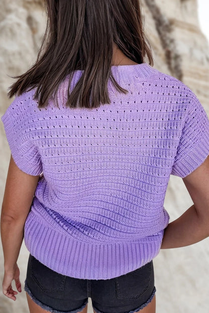 Purple Amber Solid Knit Top
