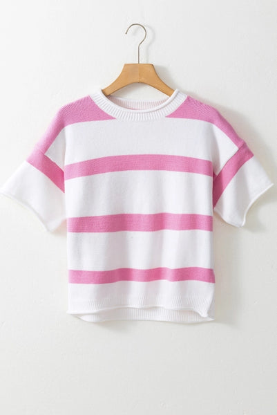 Pink Stephanie Striped Knit Sweater