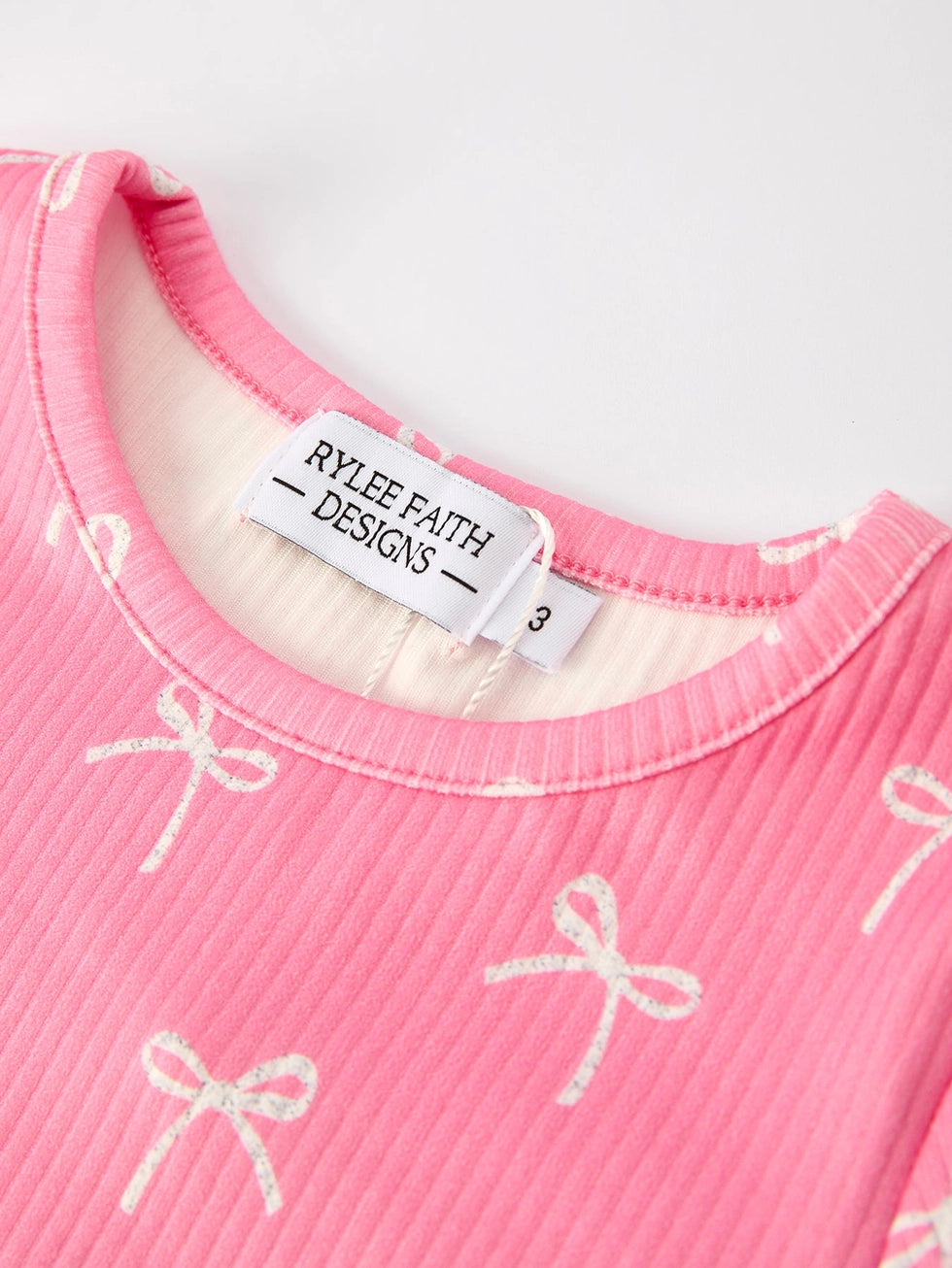 Youth Pink with White Bow Pajama Pant Set