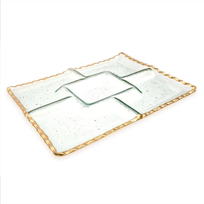 Gold & Clear Bonaparte Chip and Dip Serving Tray