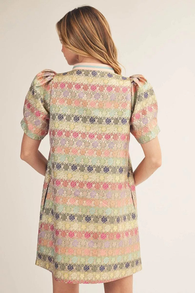 Blush Spring Meadow Puff Sleeve Dress
