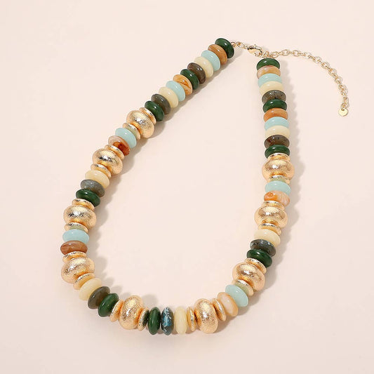 Chunky Mixed Disc Beaded Necklace