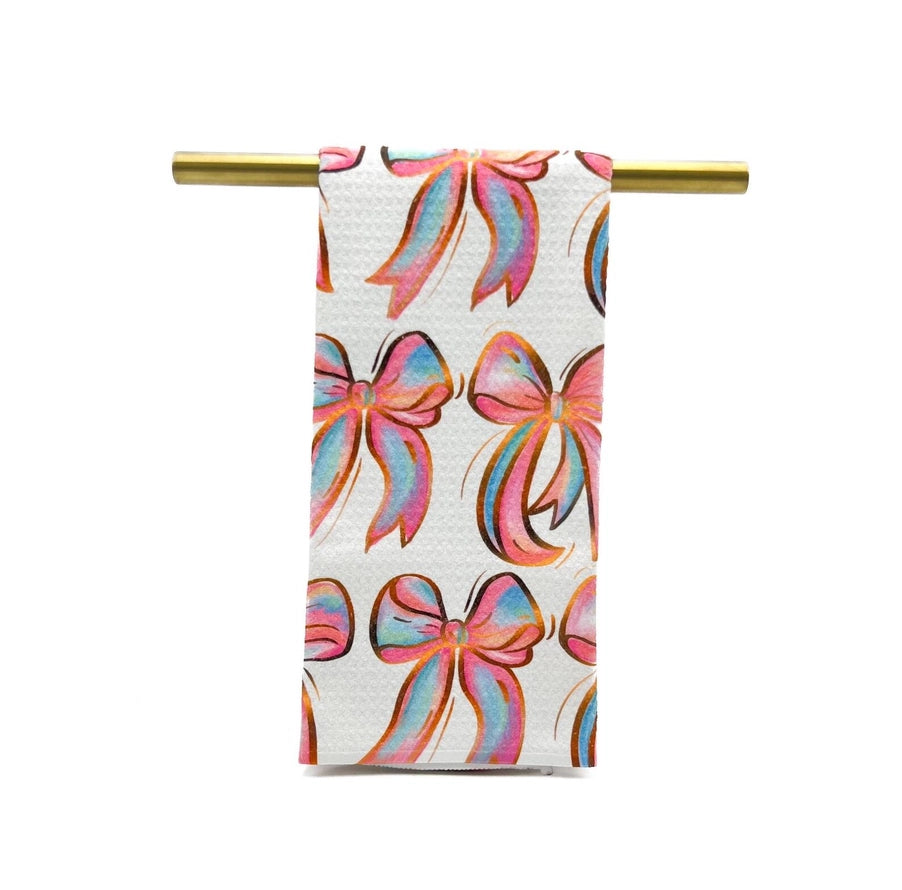 Colorful Bows Gold Foil Tea Towel
