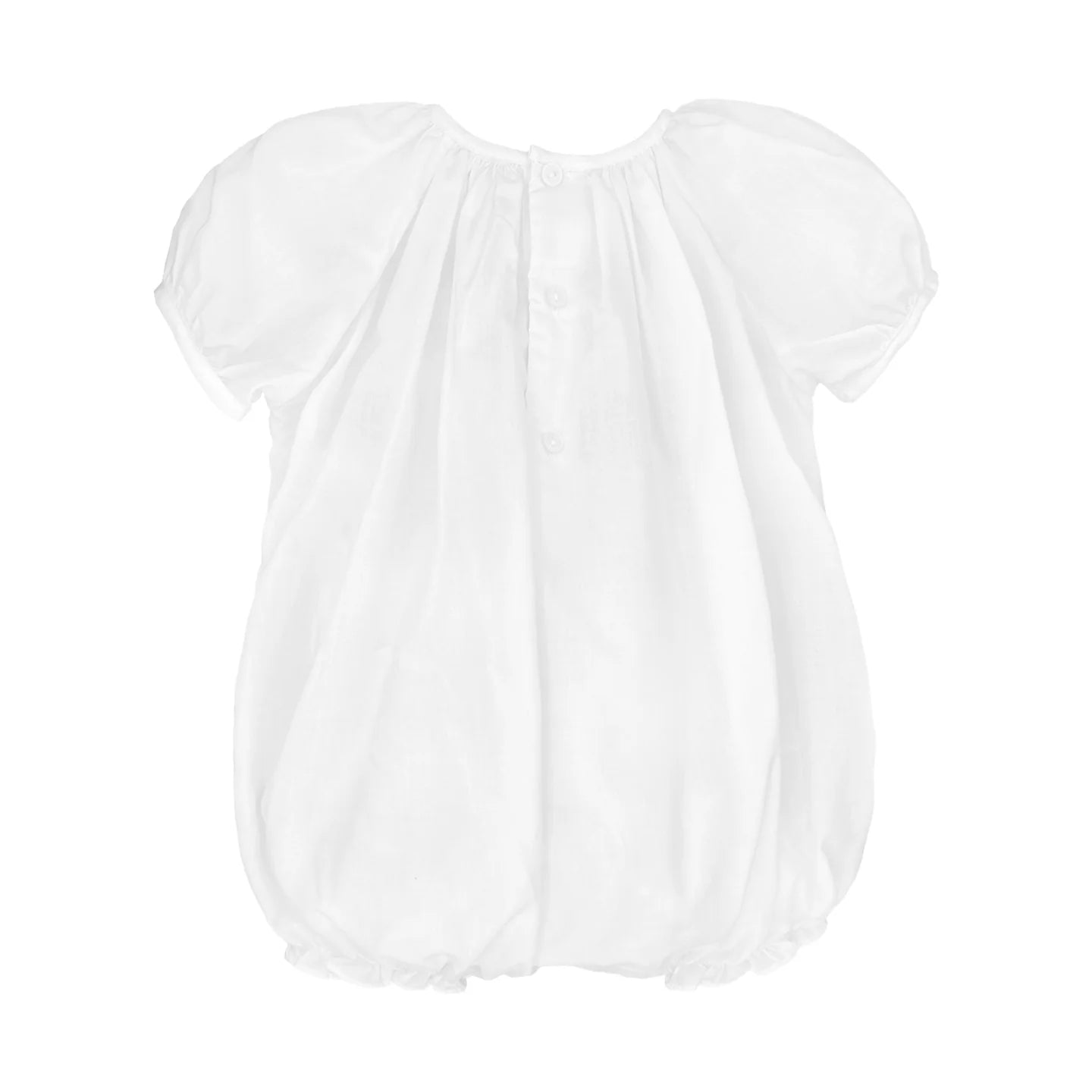 White Flower Novelty Smocking Bubble w/ Bonnet