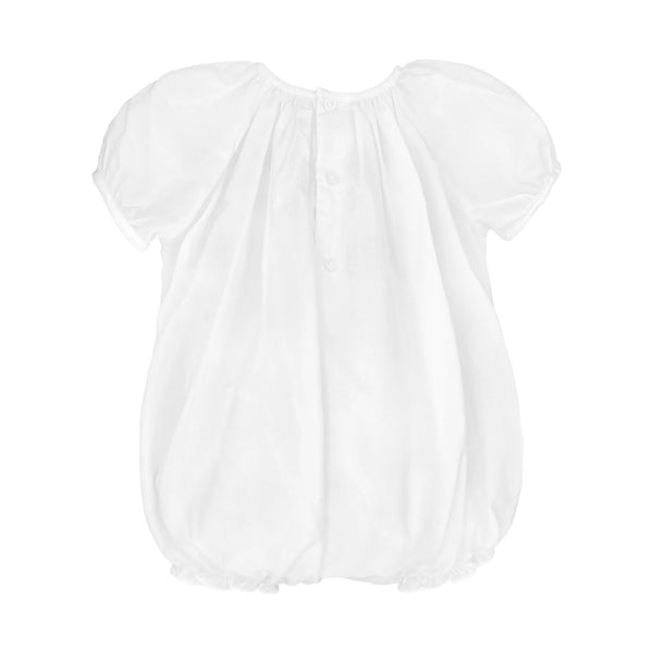 White Flower Novelty Smocking Bubble w/ Bonnet