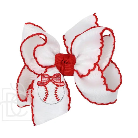 Beyond Creations Baseball Crochet Edge Bow