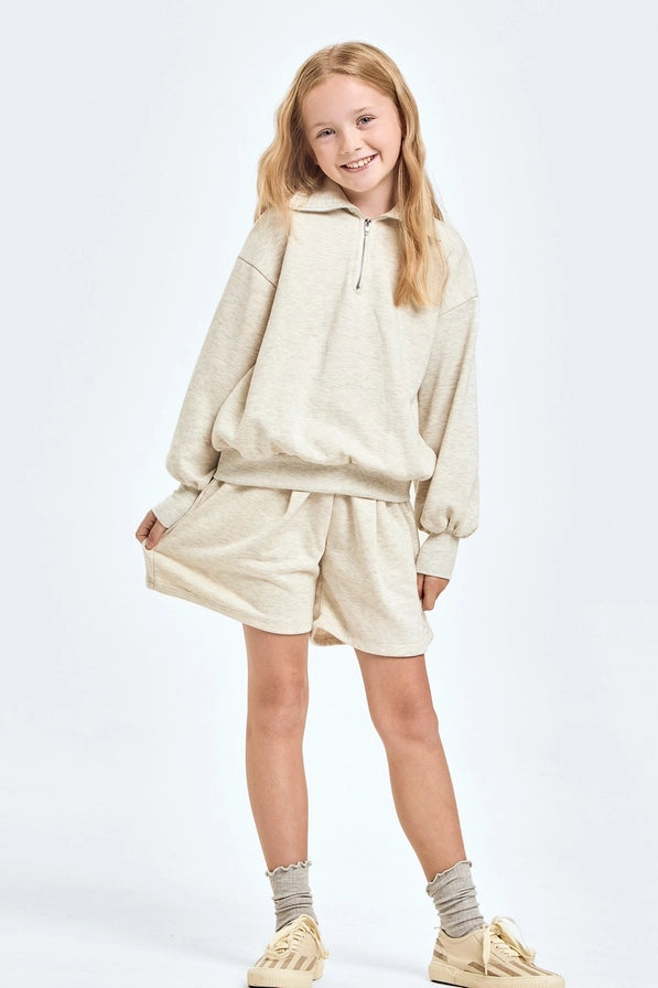 Youth Light Gray French Terry Half Zip Sweatshirt