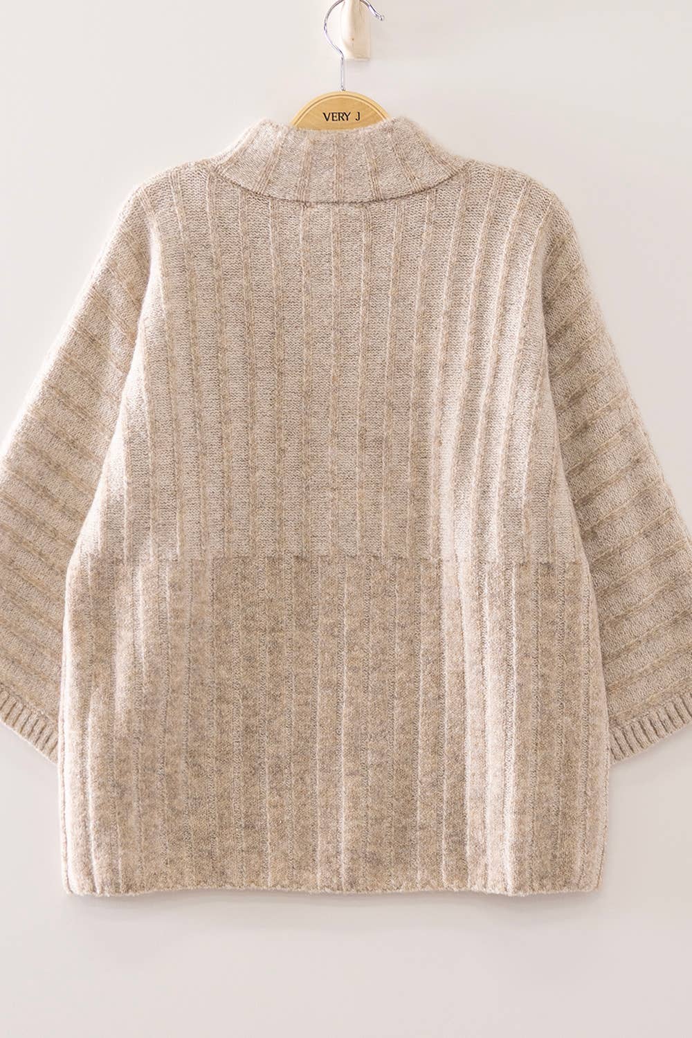 Oatmeal Hadley Ribbed Knit Mock Neck Sweater