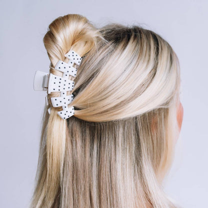 Medium Classic White Polka Dot Party TELETIE Clip