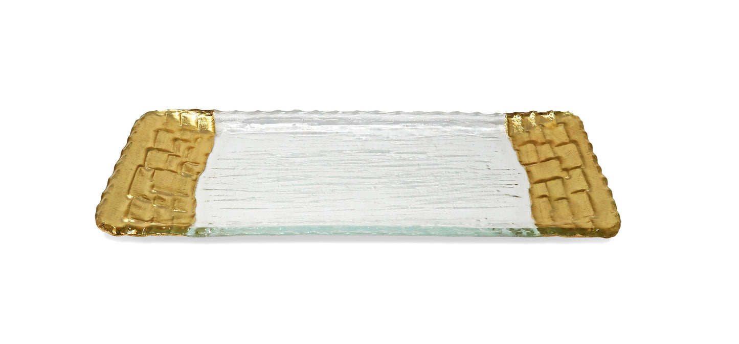 Medium Glass Tray with Gold Edges