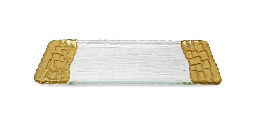 Medium Glass Tray with Gold Edges