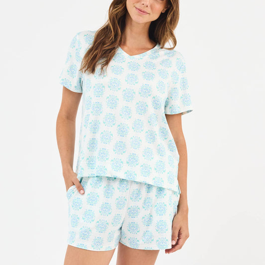 Meadow Dreams Blue Alli Pajama Shorts Set