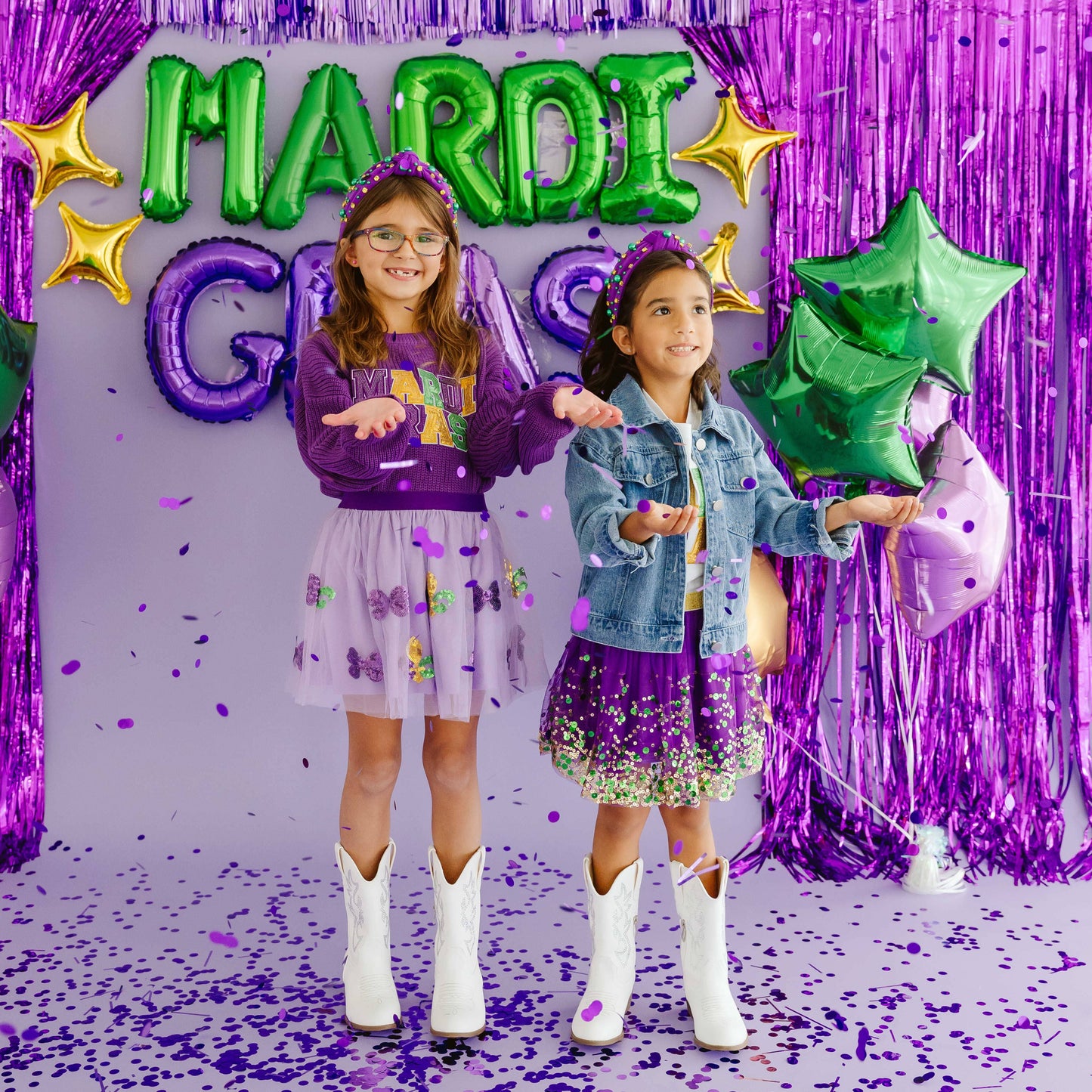 Mardi Gras Sequin Patch Short Sleeve T-Shirt