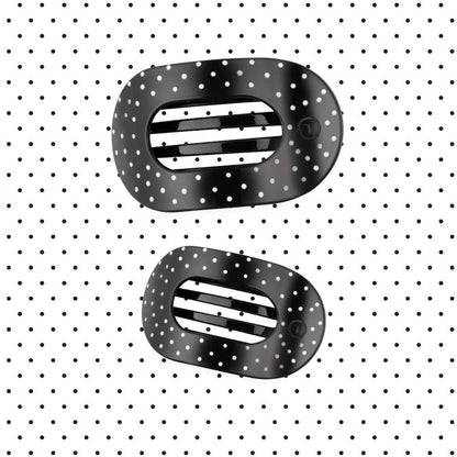 Round Flat TELETIE Clip | Medium | Black Polka Dot Party