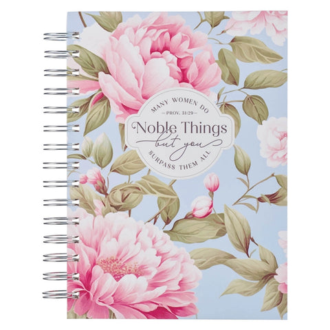 Pink Peony Noble Things Prov. 31:29 Spiral Journal