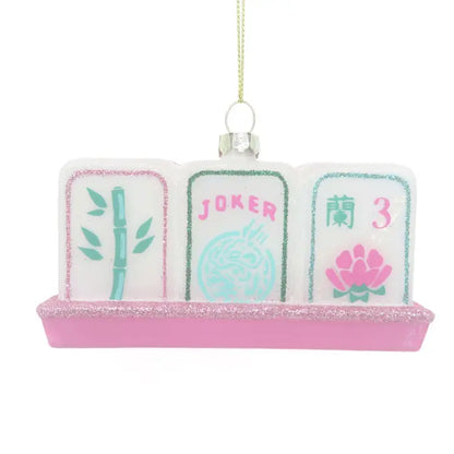 Mahjong Tile Hand Glass Ornament