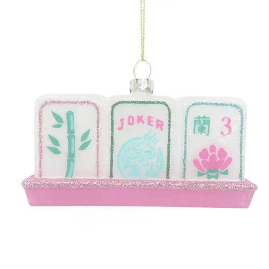 Mahjong Tile Hand Glass Ornament