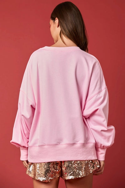 Light Pink Embroidery Nutcracker Oversized Sweatshirt