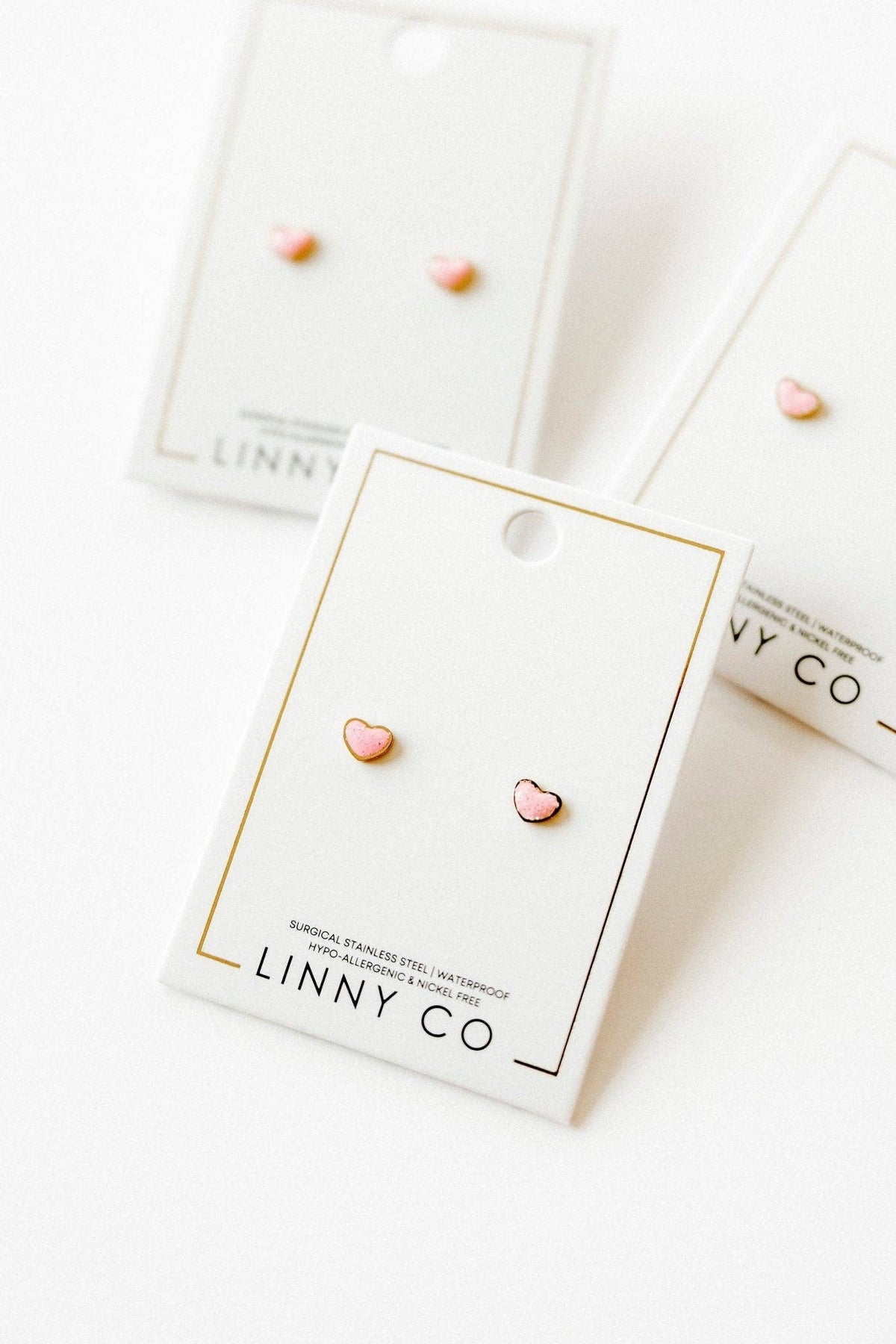 Nora Heart Pink Screwback Stud Earrings