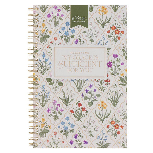 Floral My Grace Is Sufficient 2 Cor 12:9 Spiral Notebook