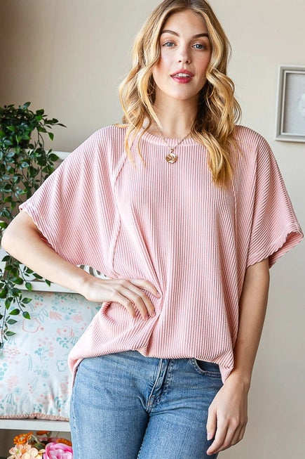 Mauve Leah Ribbed Top