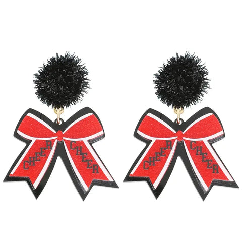 Red & Black Game Day Cheer Earrings