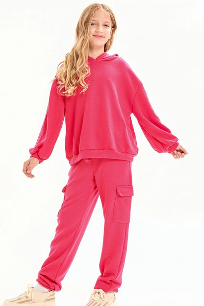 Youth Hot Pink Cotton French Terry Hoodie
