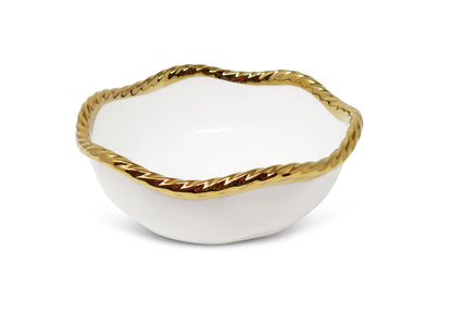 White Soup Bowls New Bone China with Gold Rope Edge