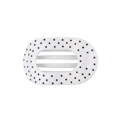 Round Flat TELETIE Clip | Medium | White Polka Dot Party