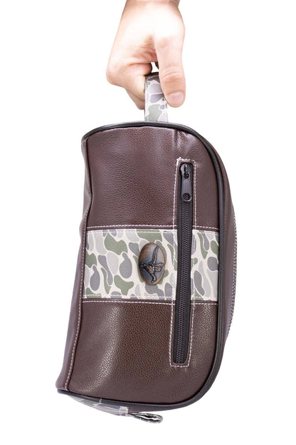 Green & Grey Mallard Brown Pebble Dopp Bag