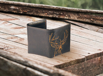 Buck Burnished Leather Trifold Wallet