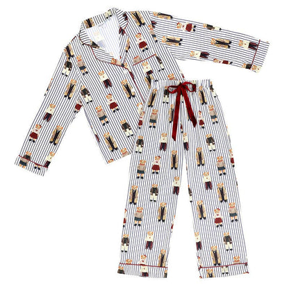 Navy Stripes + Bears Velvet Tie PJ Pant Set