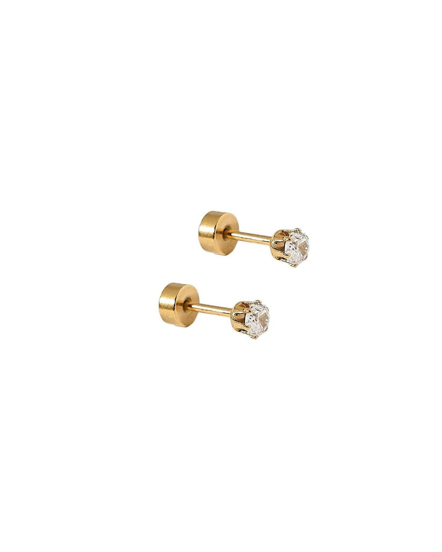 Micro Helen Gold Screwback Stud Earrings