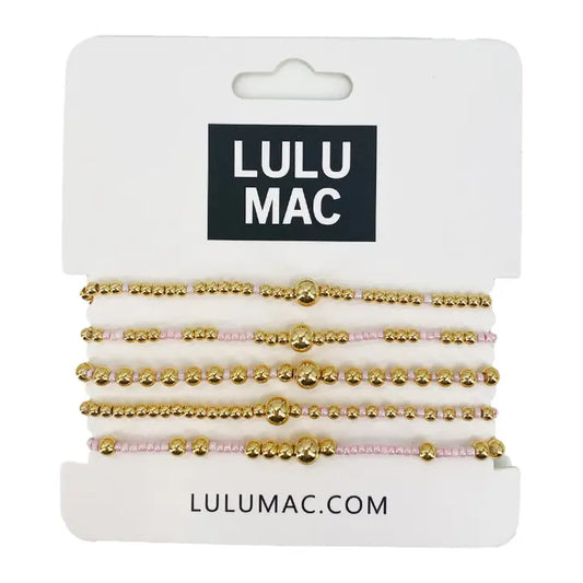 Lulu Mac Light Pink & Gold Bracelet Set
