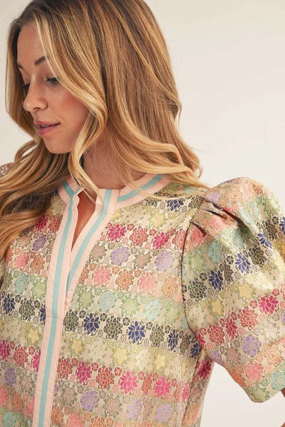Blush Spring Meadow Puff Sleeve Dress