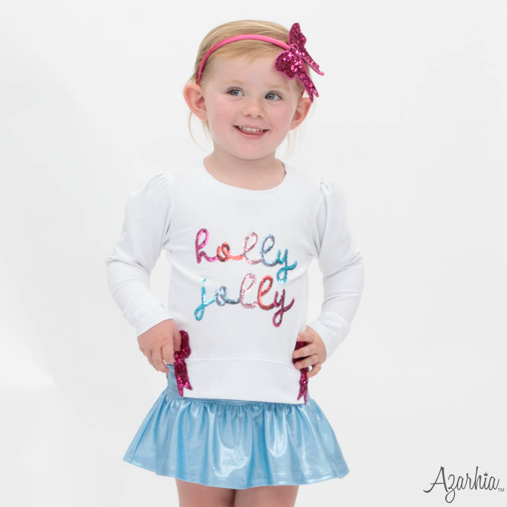 Youth White Holly Jolly Sequin Sweatshirt