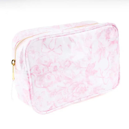 Pink Bow Toile Rectangular Cosmetic Case