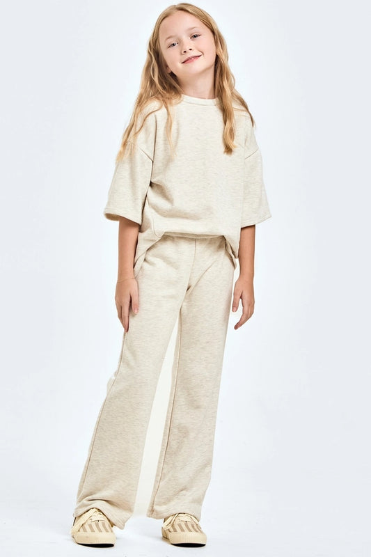 Youth Light Gray French Terry Top & Pant Set