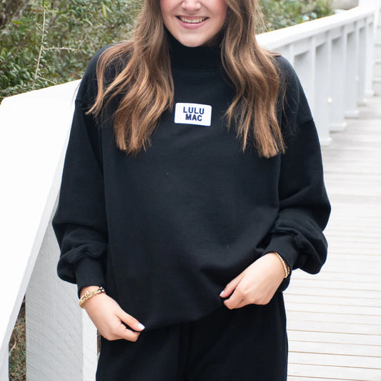 Lulu Mac Black Terry Cloth Long Sleeve Top