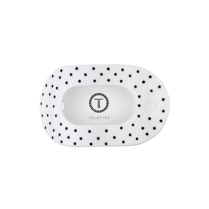 Round Flat TELETIE Clip | Medium | White Polka Dot Party