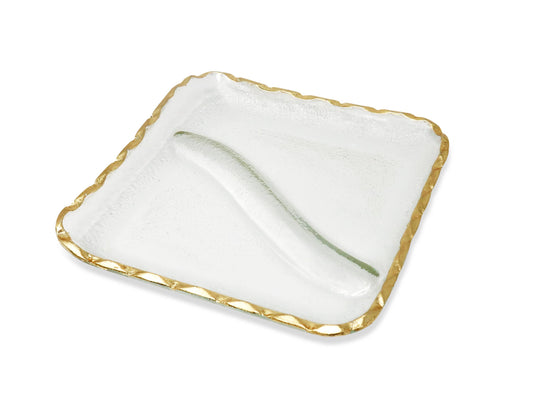 Glass Sectional Plate with Gold Rim