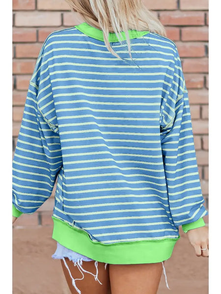 Sky Blue & Green Stripe Taylor Sweatshirt