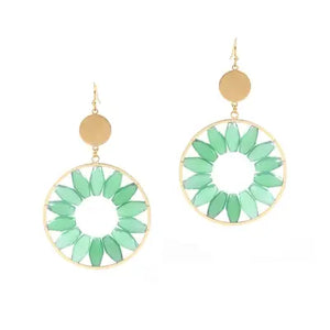 Mint Beaded Flower Petals Earrings