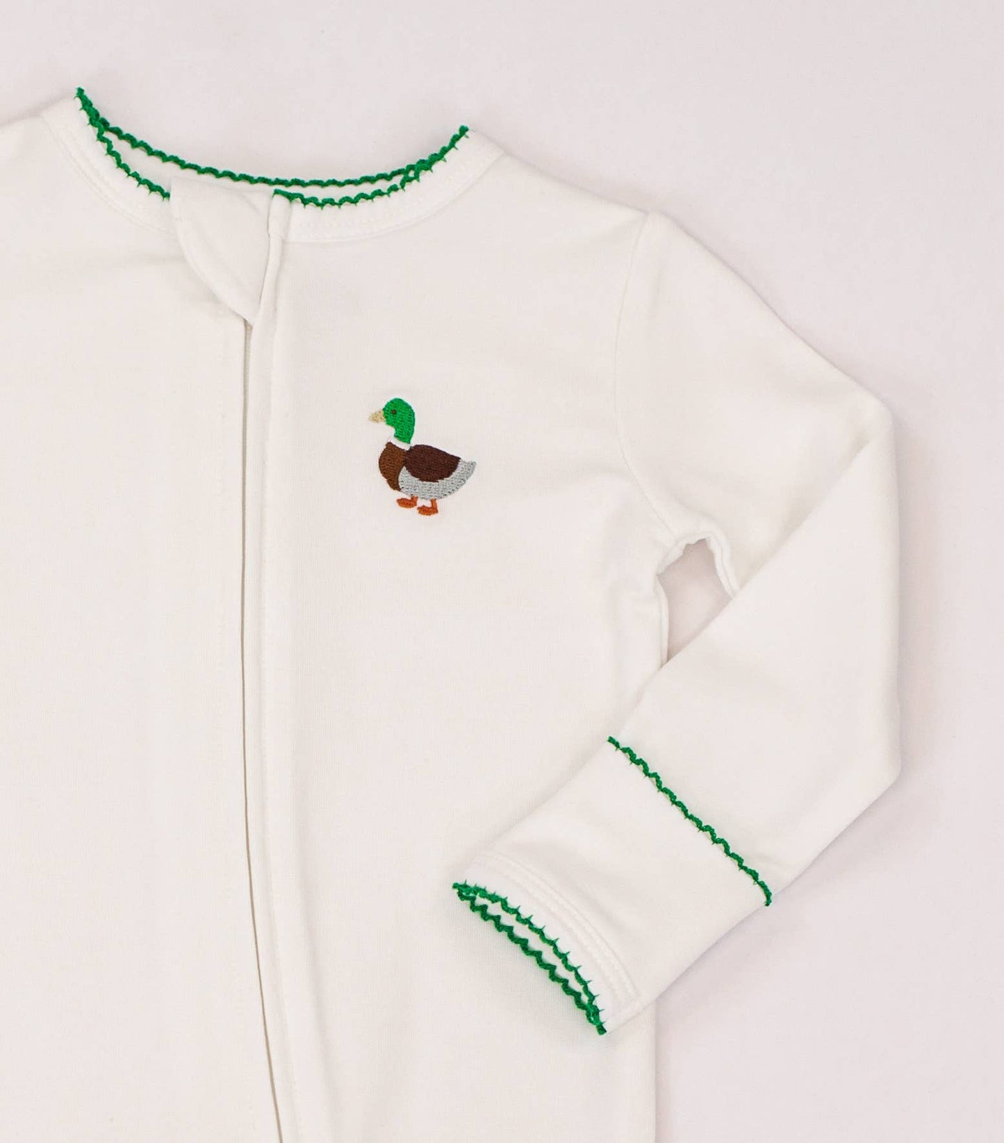Mallard Ducks Pip Embroidered Zip Romper