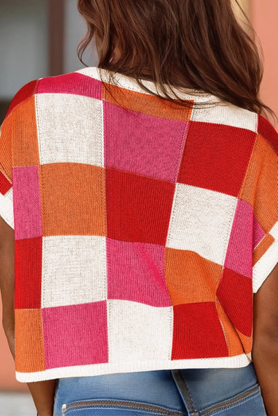 Red, Orange, & Pink Sophia Block Sweater