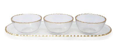 Gold Rim 3 Bowl Serving Dish