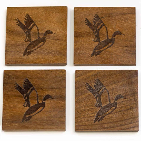 Natural Wood Duck Etched Coasters